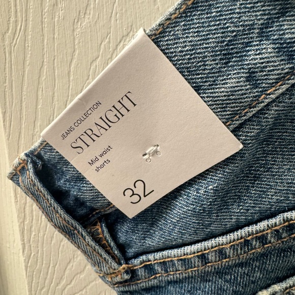 MANGO | Women's Blue Distressed Hailey Frayed Mid rise Denim Shorts - Size 1 - Picture 10 of 14